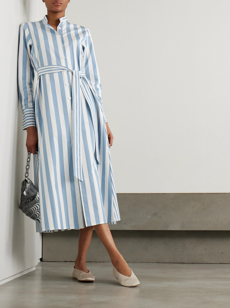 Thierry Colson Alla Belted Striped Cotton-poplin Maxi Shirt Dress outlook