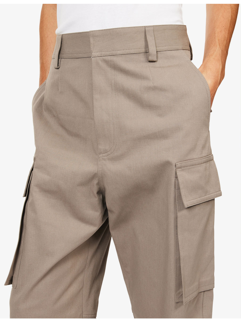 Barrel-Leg Flap-Pocket Cotton-Twill Trousers - 5