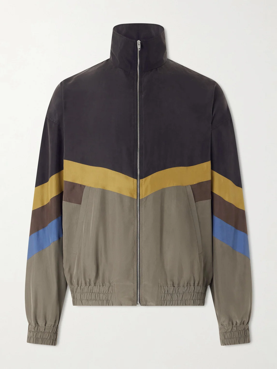 Silk Striped Zip-Up Jacket - 1