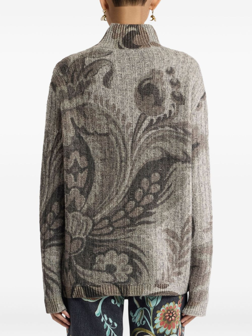 paisley-pattern ribbed sweater - 3