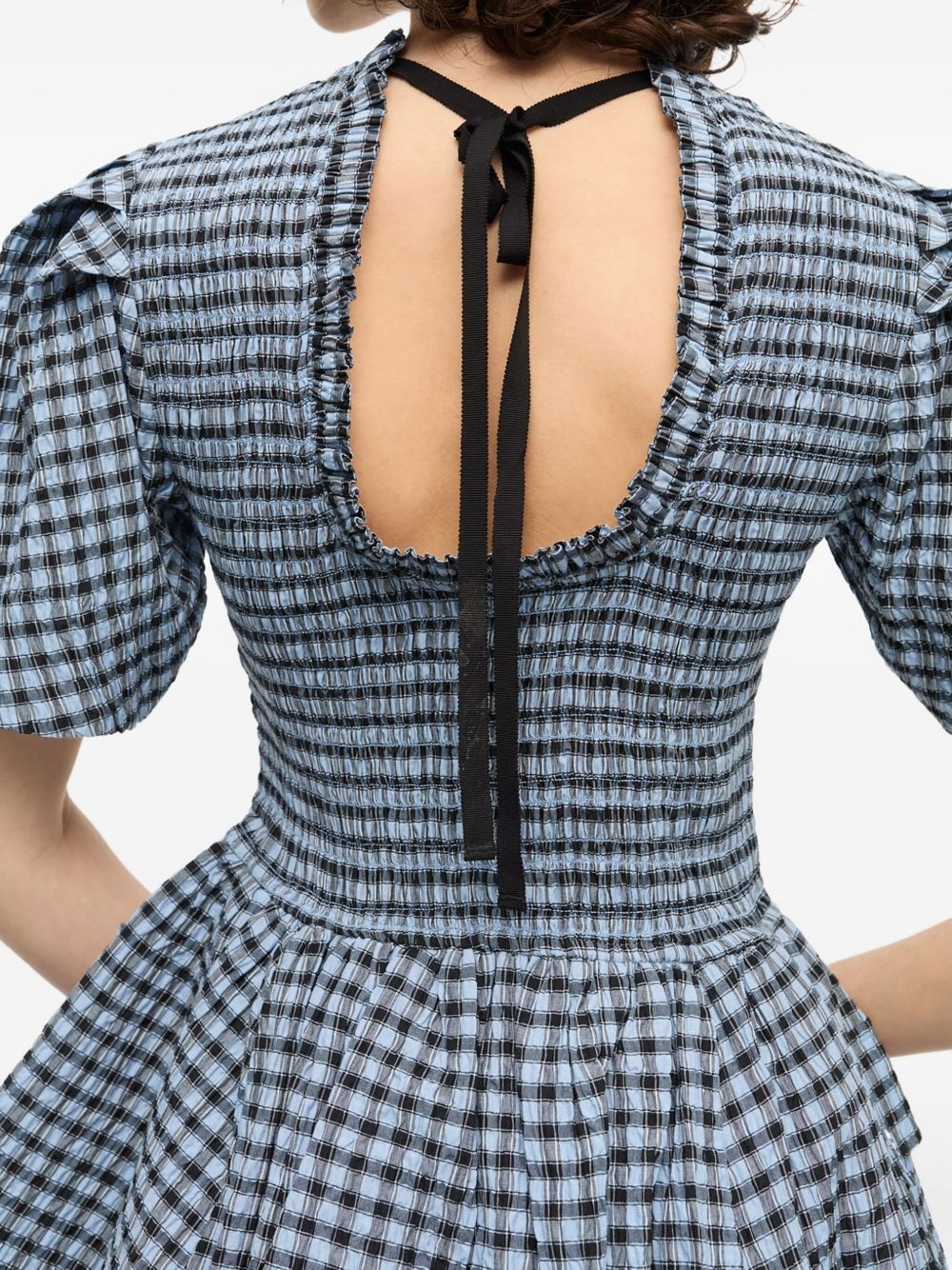 checked seersucker mini dress - 5