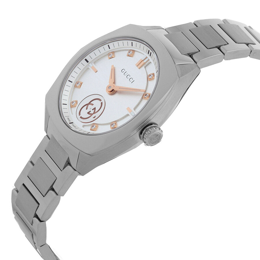 Gucci Interlocking G Quartz Diamond Silver Dial Ladies Watch YA142510 - 2
