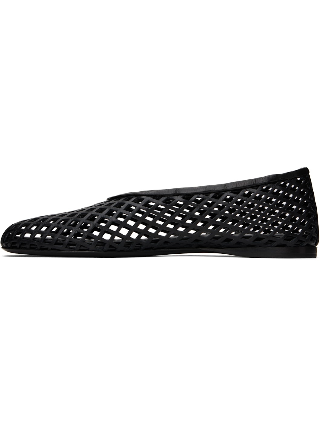 Black Tee Perforated Ballerina Flats - 3