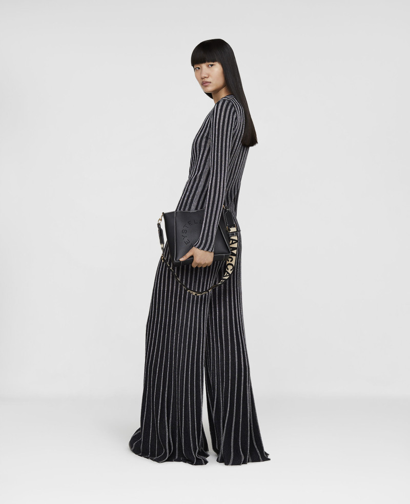 Pinstripes를 가진 Pleated 니트 바지 3