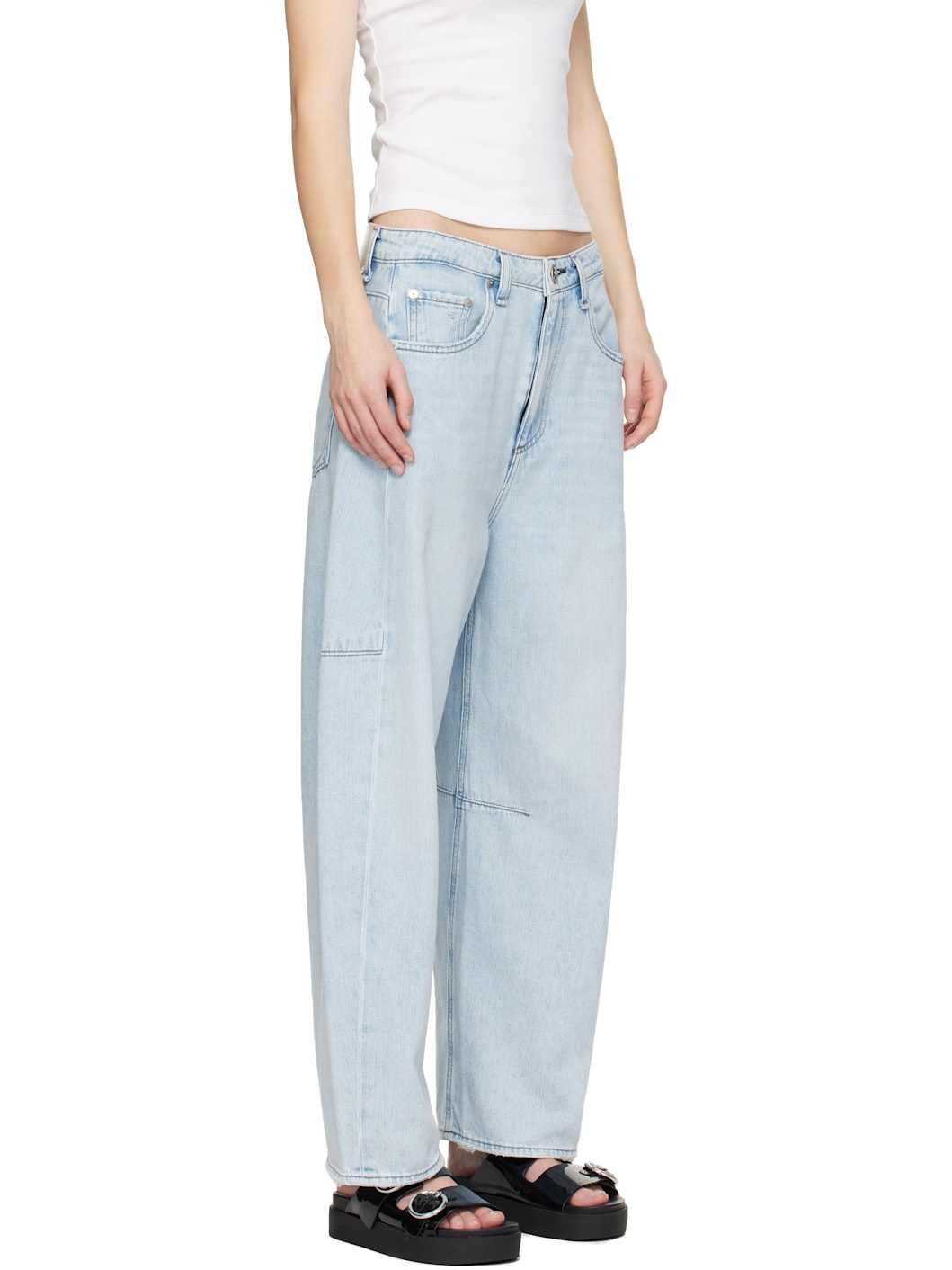 Blue Straight Charlie High-Rise Barrel Jeans - 2