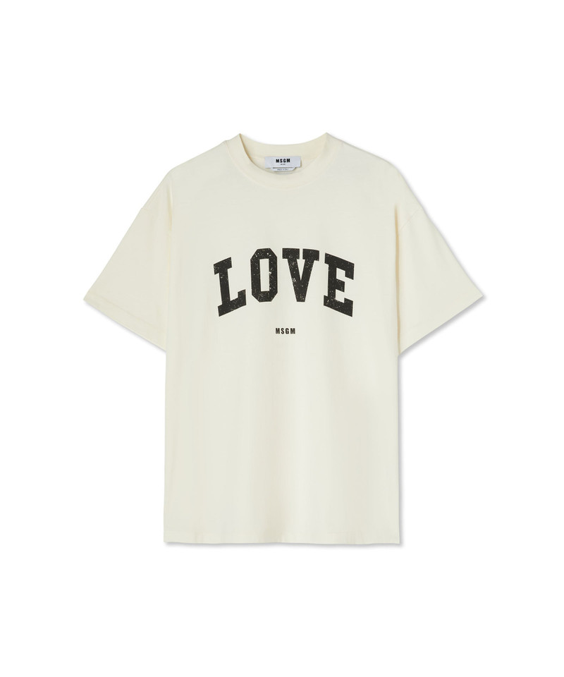 Cotton crewneck t-shirt with "Msgm Love College Print" 1