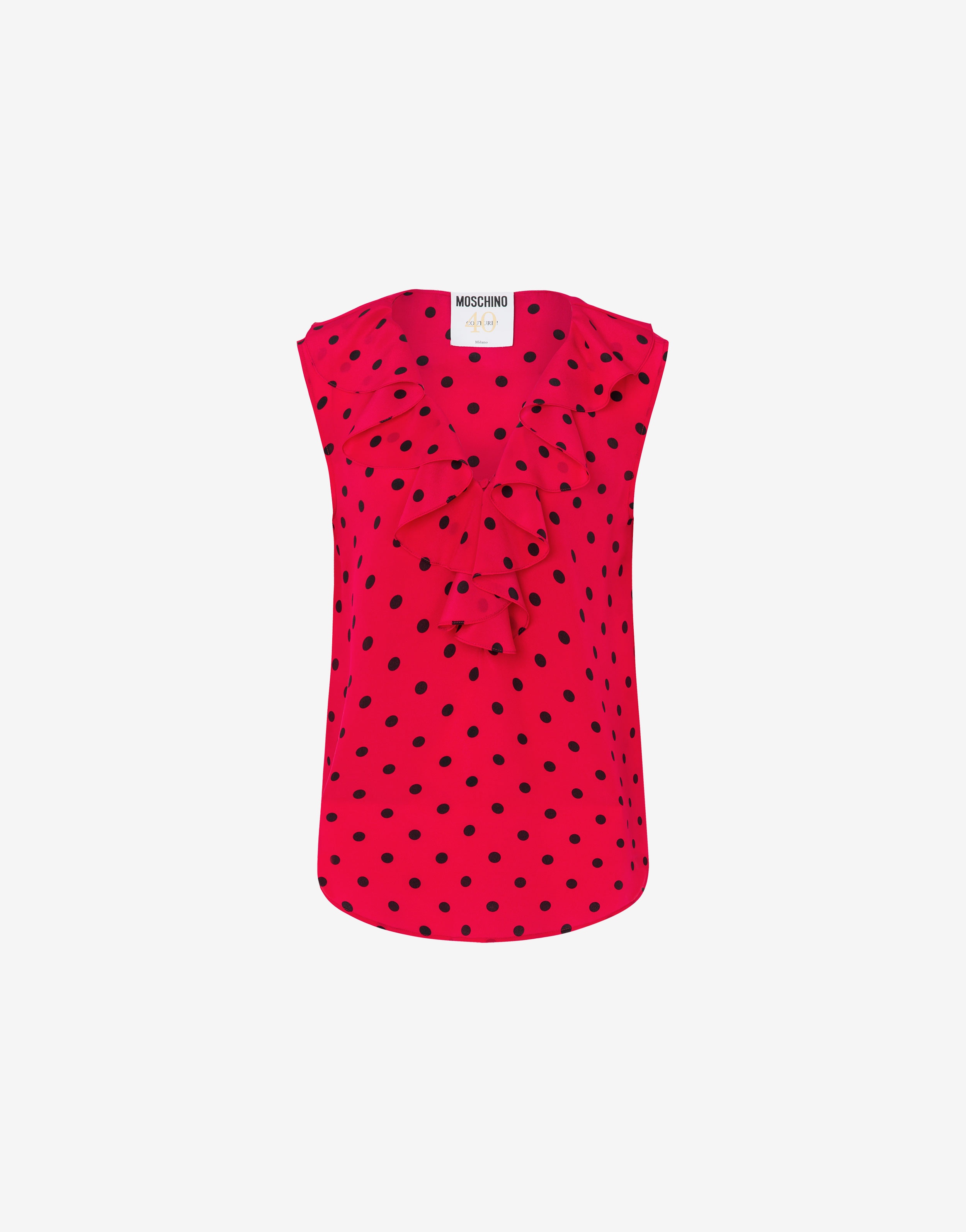 ALLOVER POLKA DOTS CRÊPE DE CHINE TOP - 1