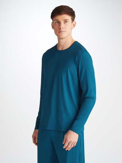 Derek Rose Men's Long Sleeve T-Shirt Basel Micro Modal Stretch Poseidon Blue outlook