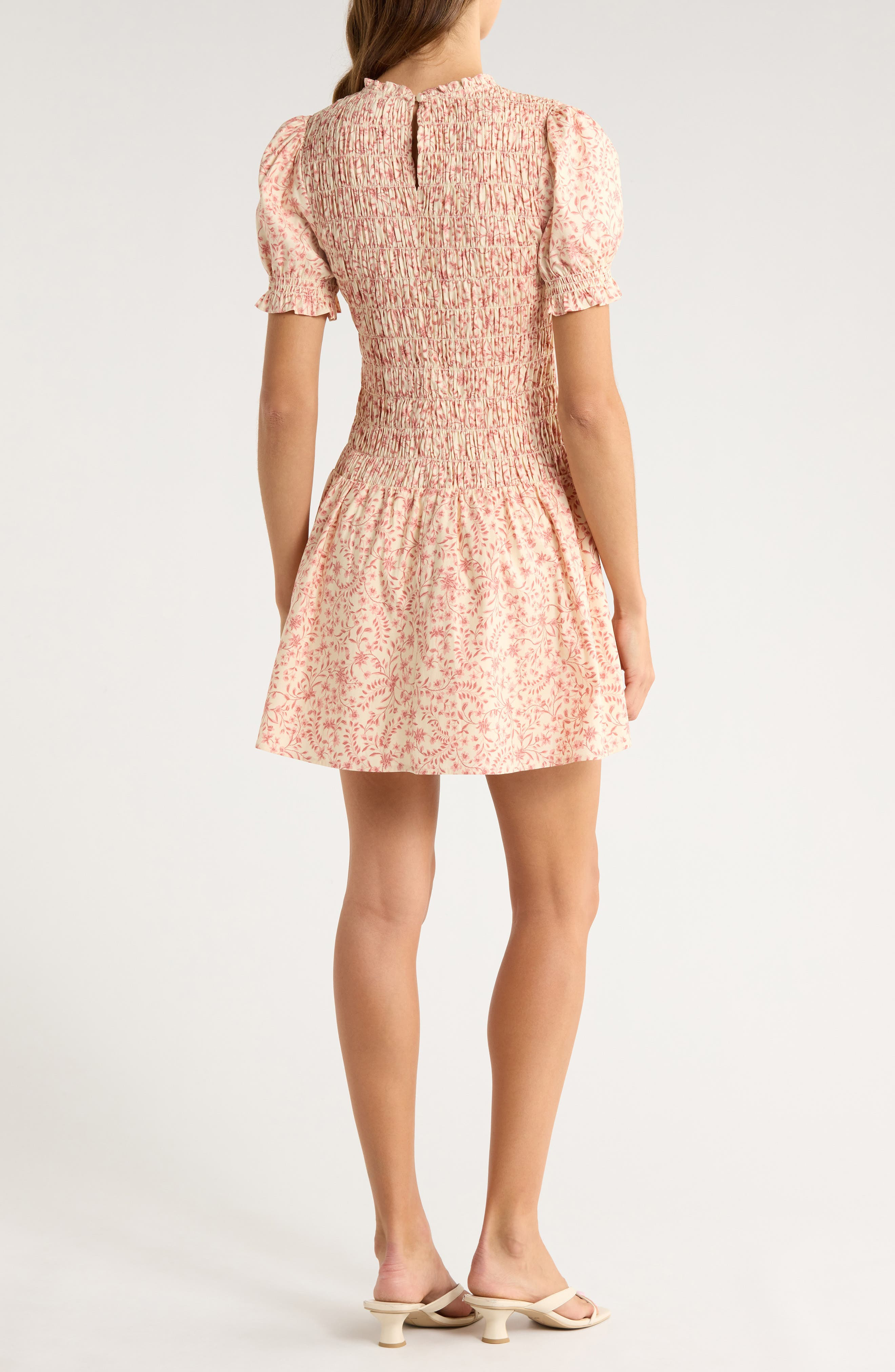 Reformation Leannah Smocked Stretch Organic Cotton Minidress in Corrine at Nordstrom - 2