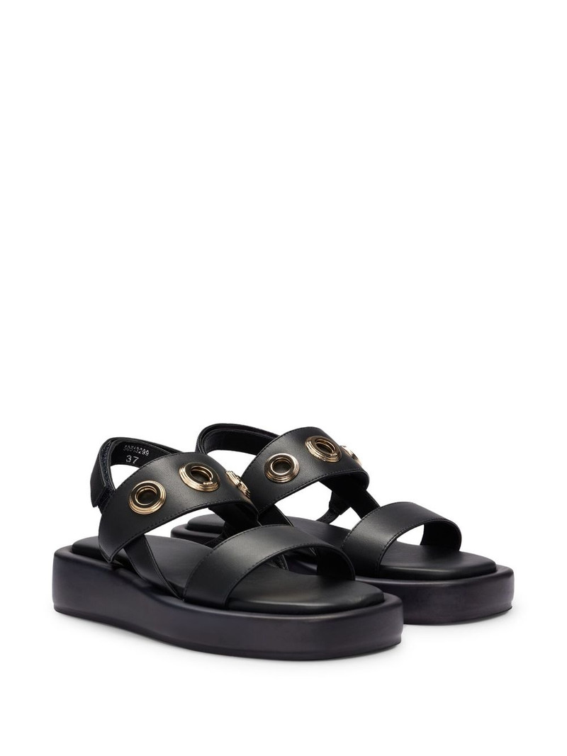 BOSS eyelet-embellishment leather sandals outlook