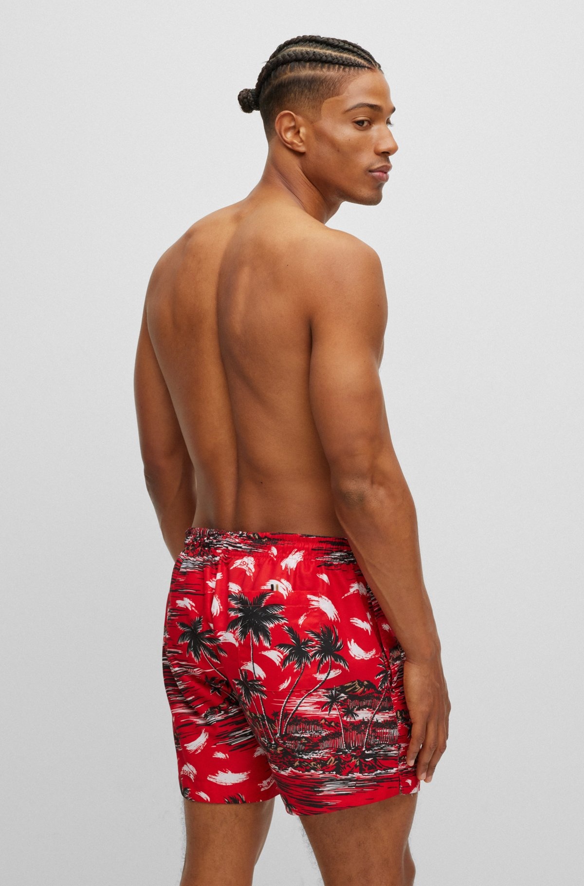 SEASONAL-PRINT SWIM SHORTS IN QUICK-DRYING FABRIC - 4