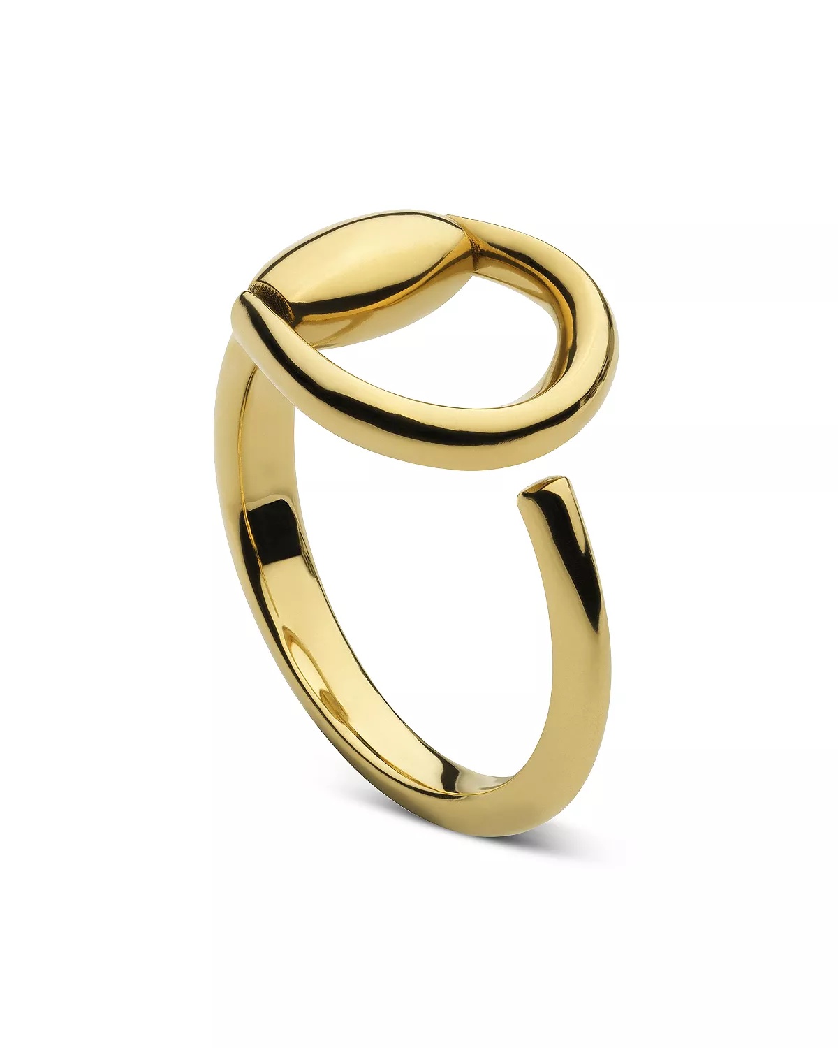 18K Yellow Gold Horsebit Polished Statement Ring - 3