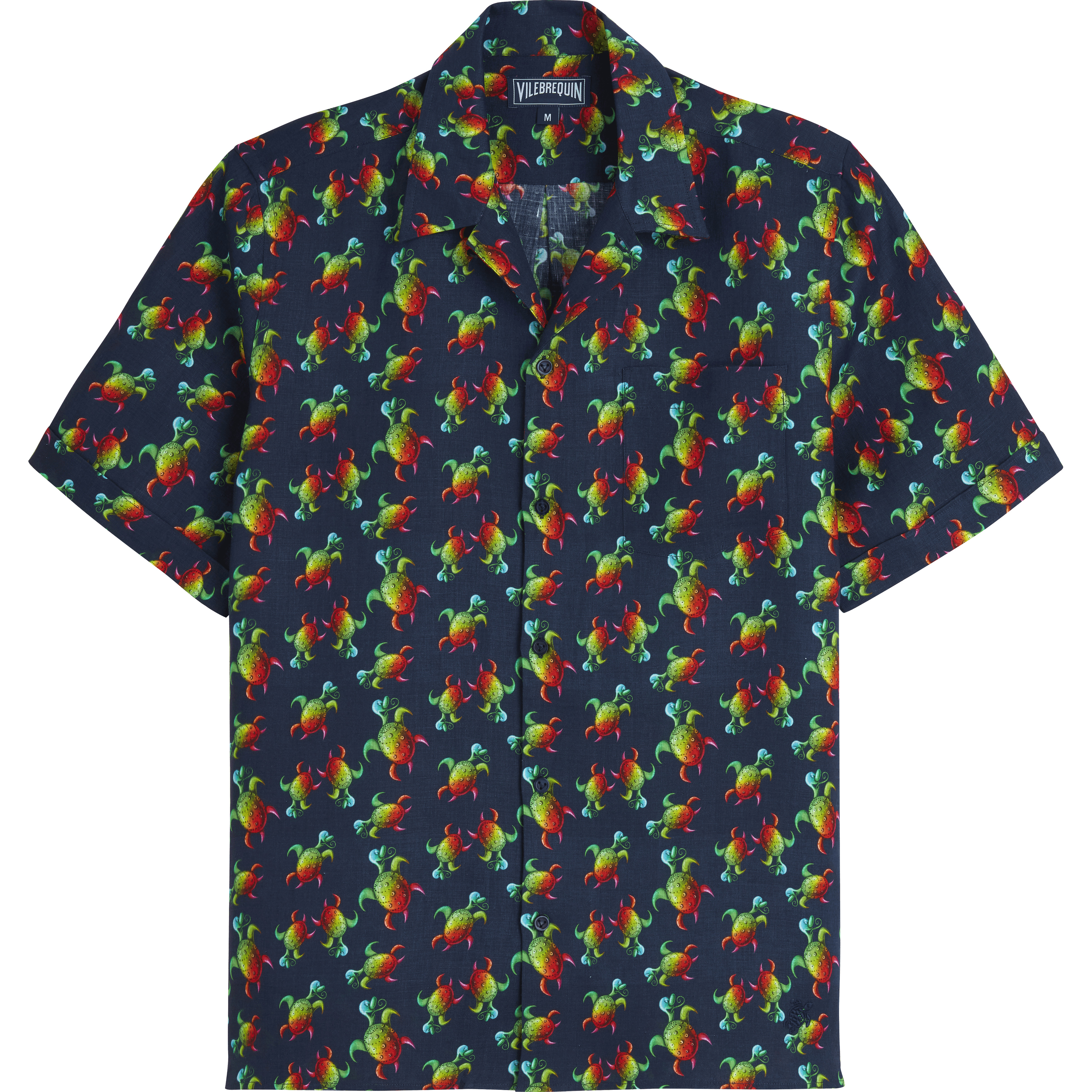 Men Linen Bowling Shirt Tortues Rainbow Multicolor - Vilebrequin x Kenny Scharf - 1