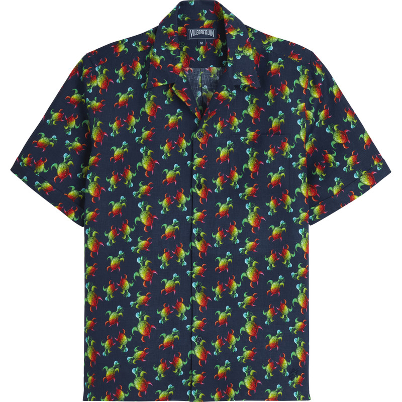 Men Linen Bowling Shirt Tortues Rainbow Multicolor - Vilebrequin x Kenny Scharf 1