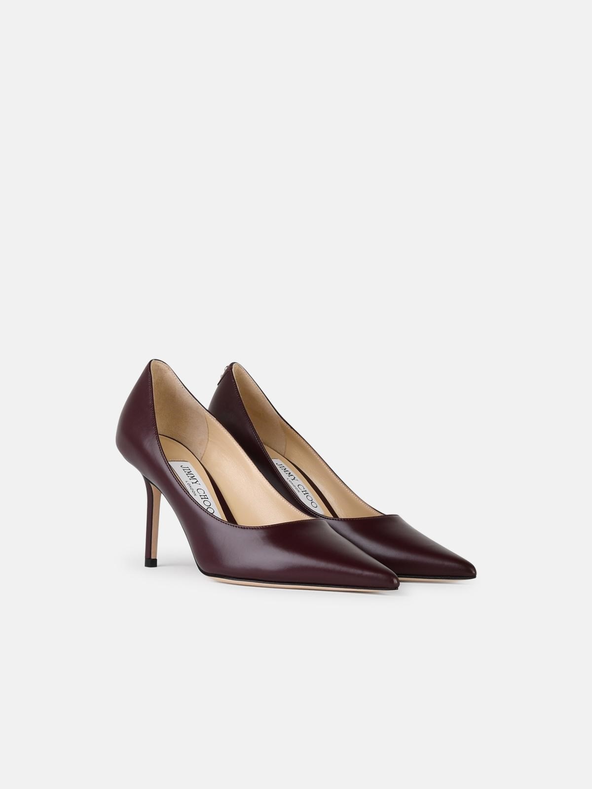 'LOVE 85' BURGUNDY LEATHER PUMPS - 2