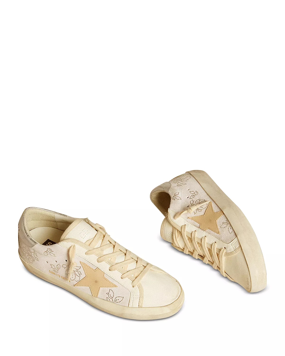 Women's Super Star Almond Toe Star Patch & Crystal Flower Sneakers - 2