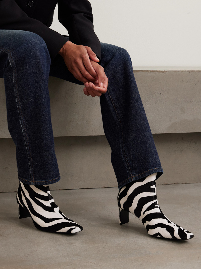 KHAITE Ona Zebra-print Calf Hair Ankle Boots outlook