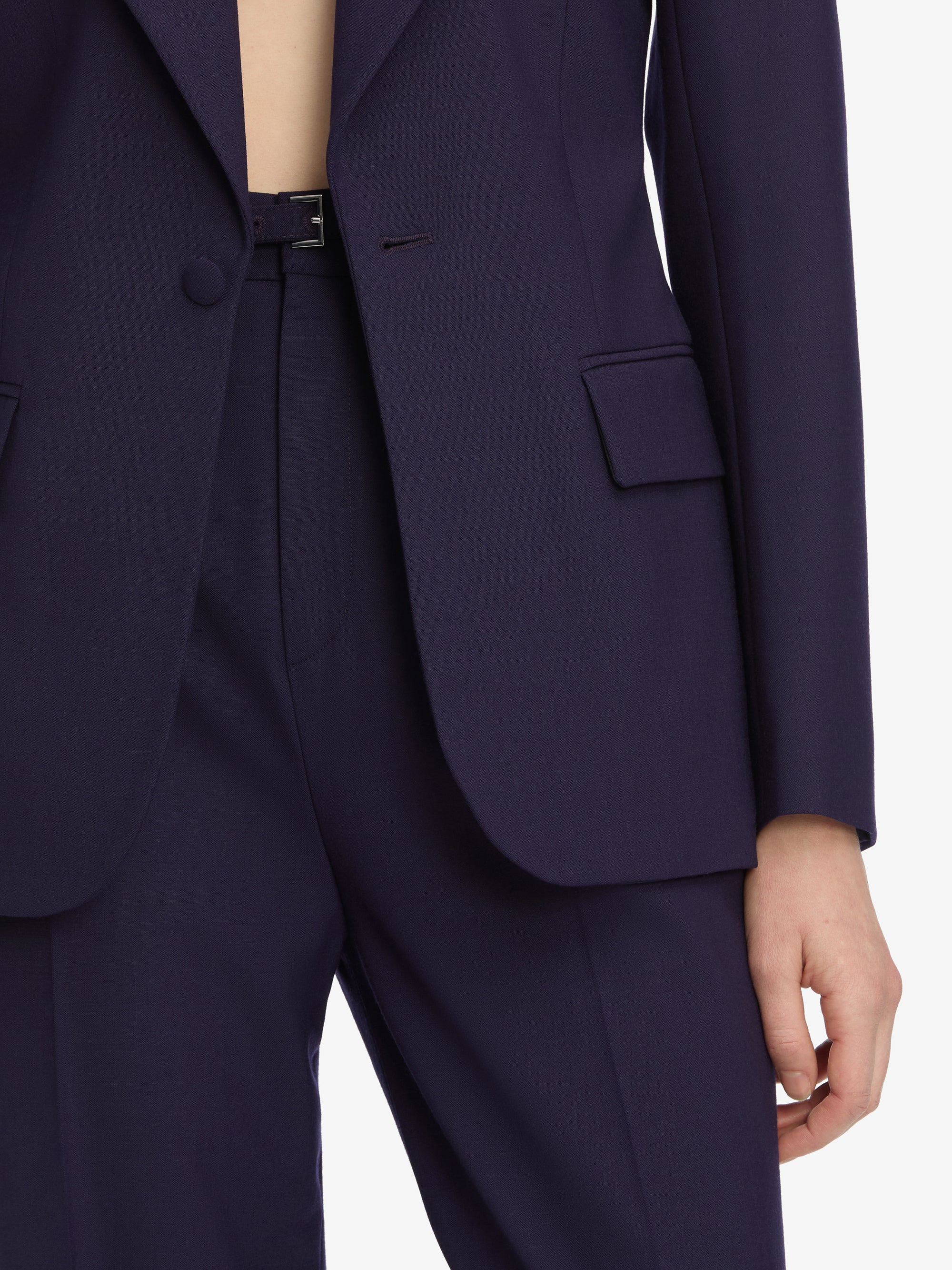 The Cuffed Pleated Trouser in Royal Purple - 4
