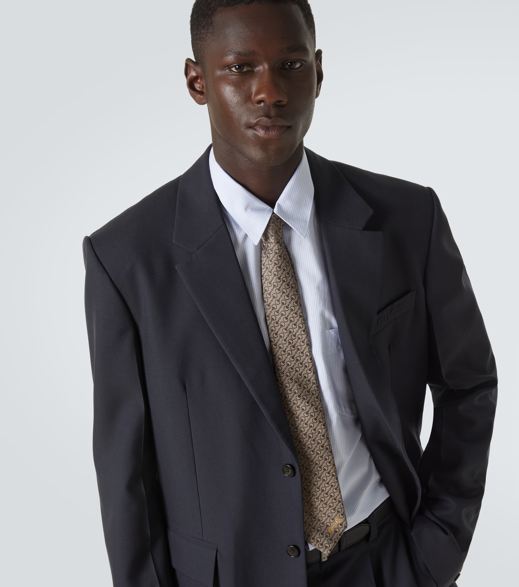 Horsebit silk jacquard tie - 3