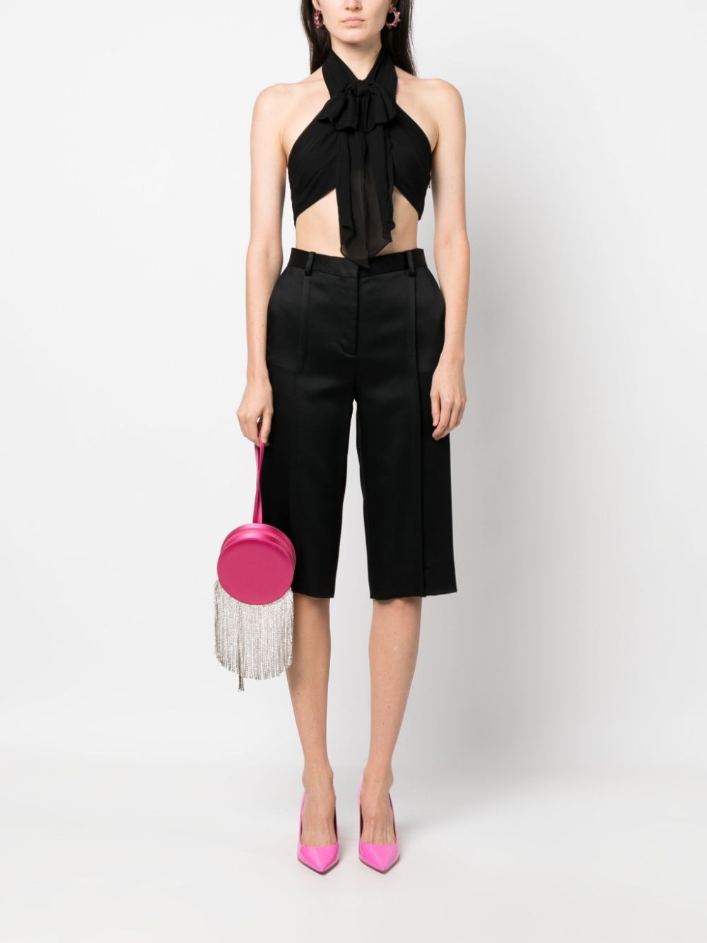 backless silk crop top - 2
