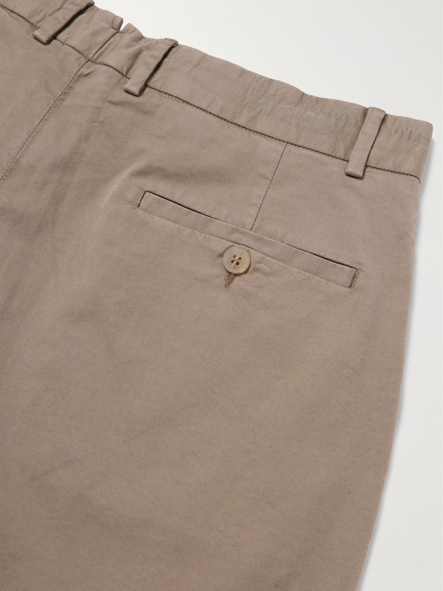 Straight-Leg Garment-Dyed Cotton-Blend Twill Chino Shorts Brown - 5