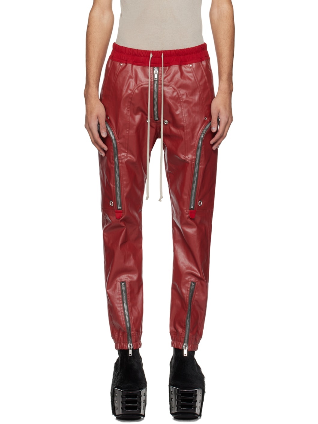 Red Bauhaus Cargo Pants - 1