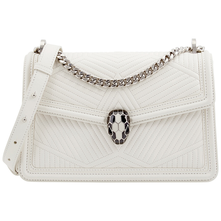 Bvlgari Serpenti Diamond Blast Shoulder Bag- White Agate - 1