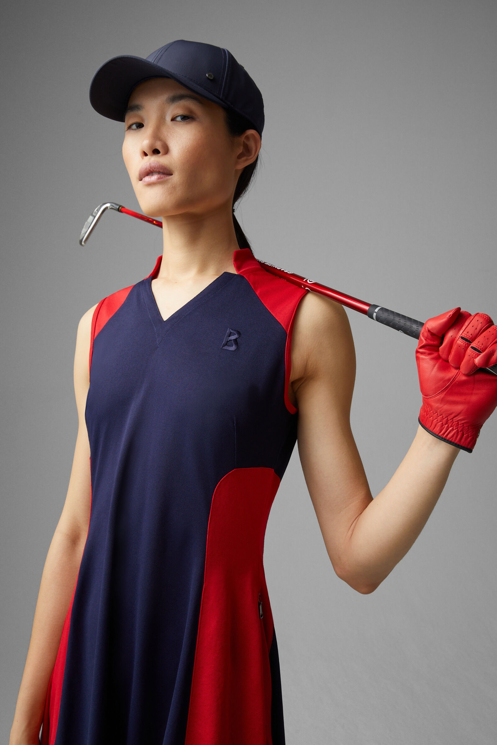 Carlotta Functional polo dress in Dark blue/Red - 4