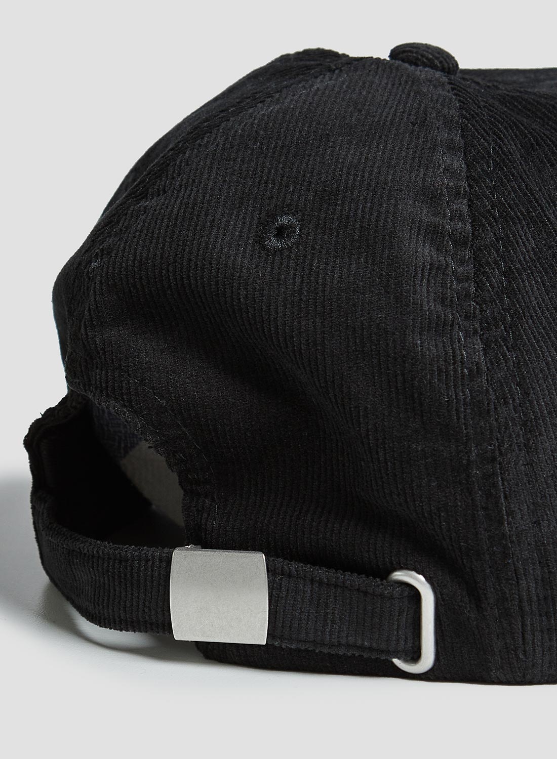 Corduroy Embroidered Cap in Black - 3