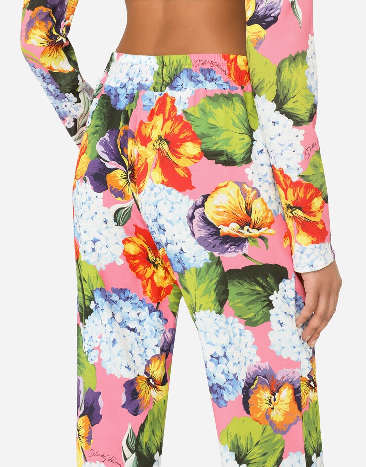 Hydrangea-print cady jogging pants - 5