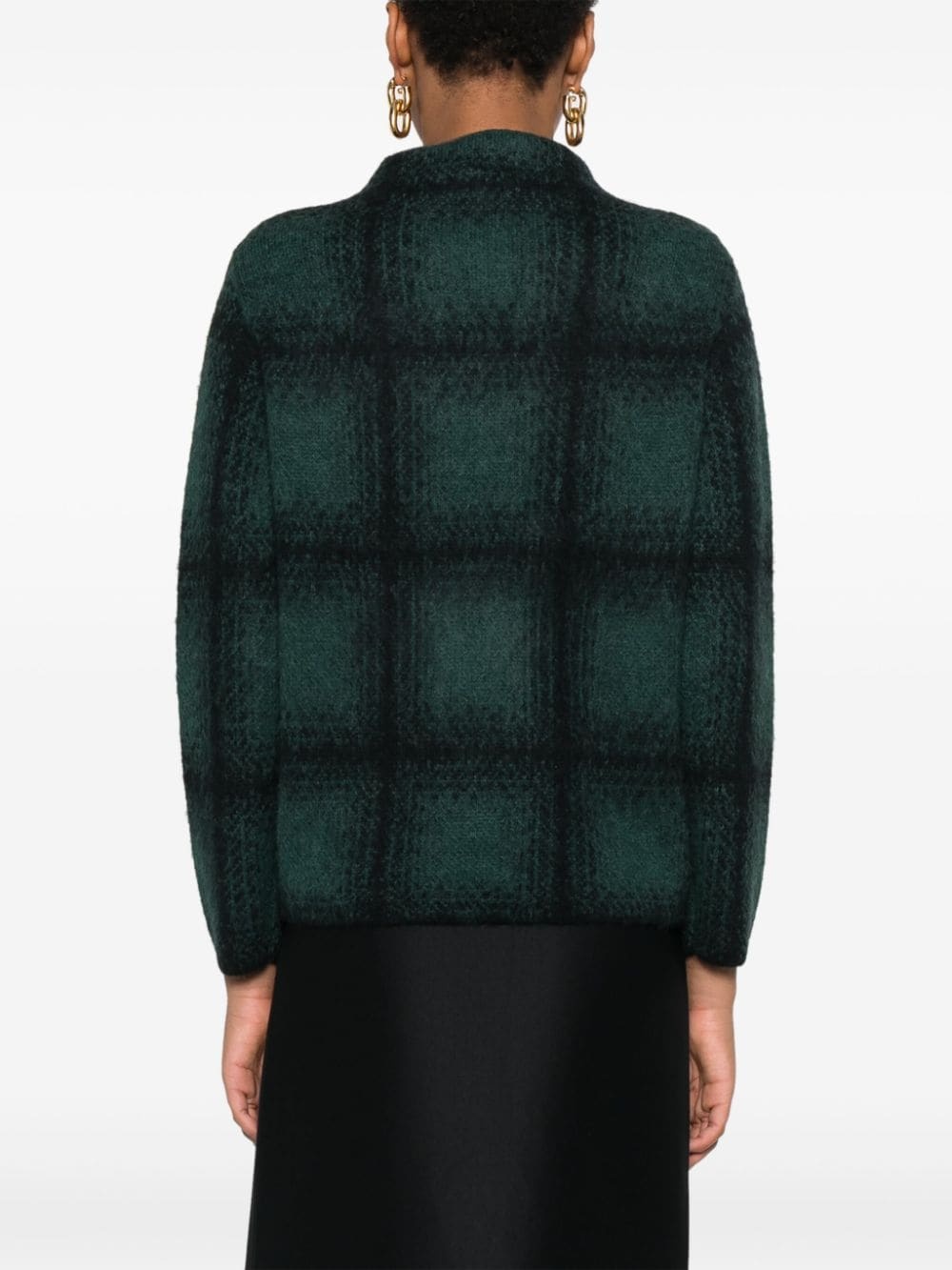 shadow-plaid funnel-neck sweater - 4