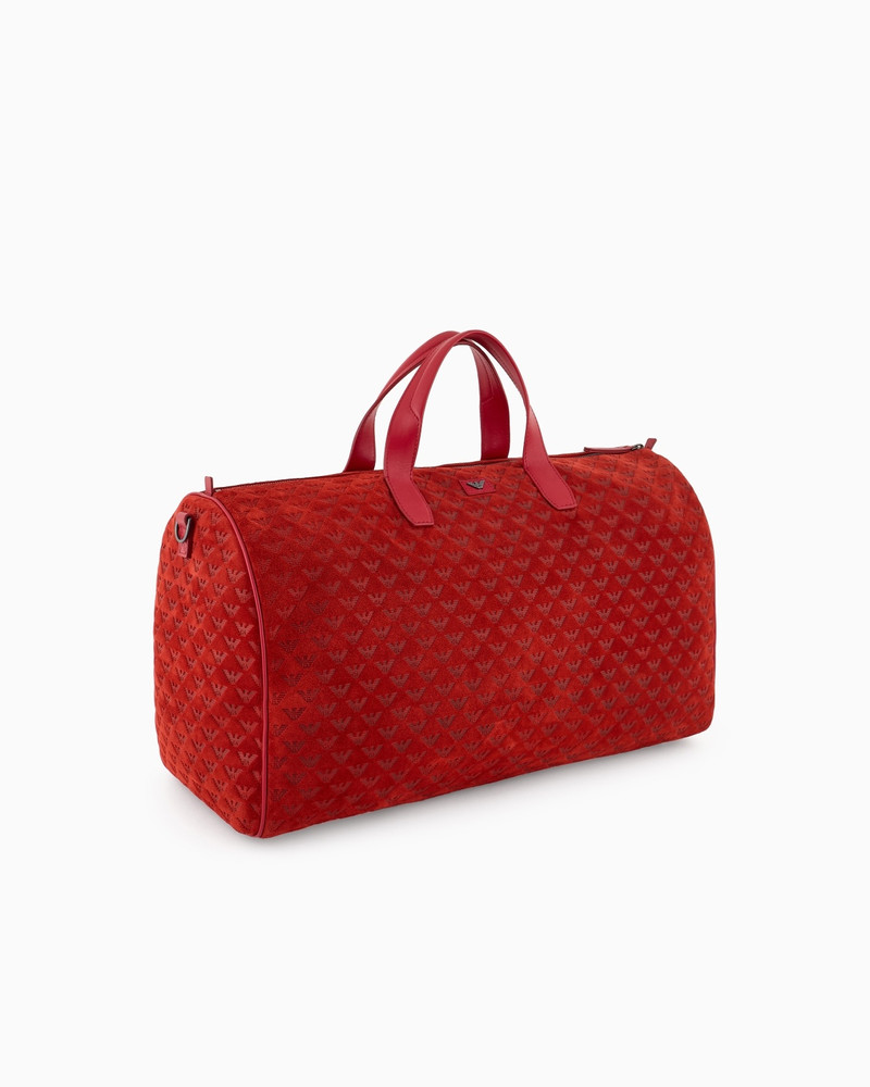 EMPORIO ARMANI SUEDE DUFFEL BAG WITH ALL-OVER EMBOSSED EAGLE outlook