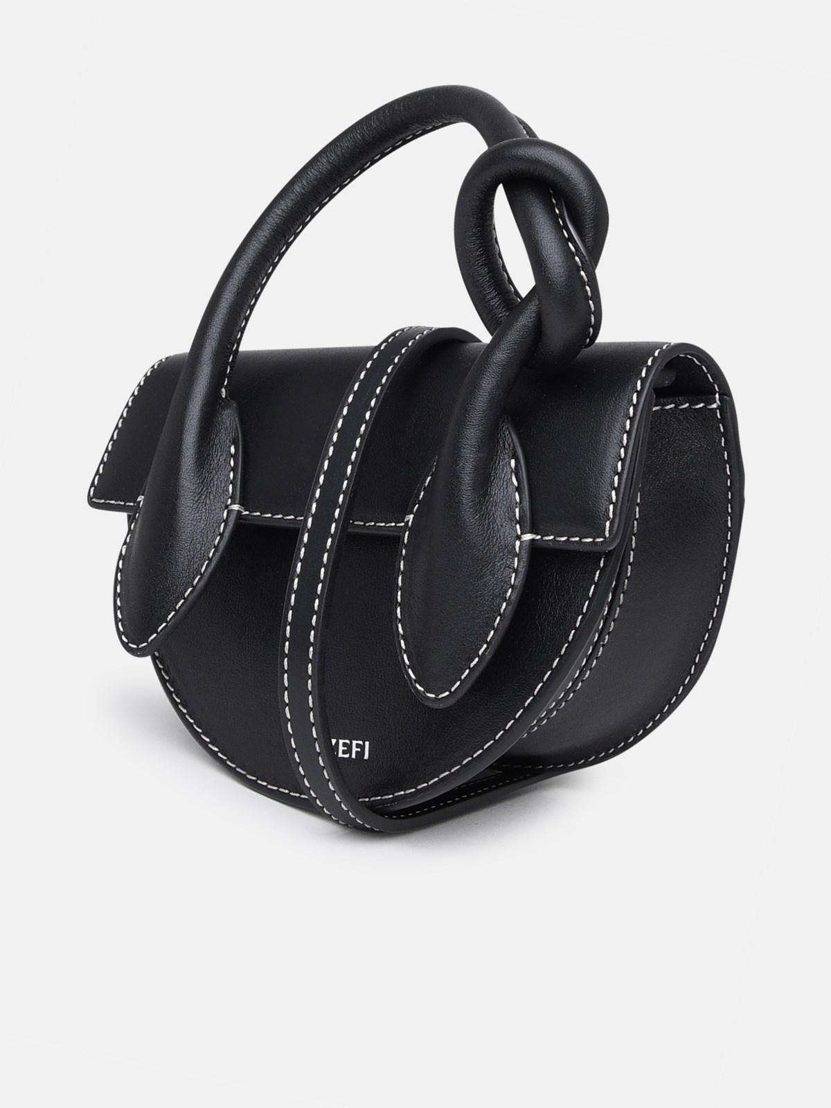Black leather mini pretzel bag - 2