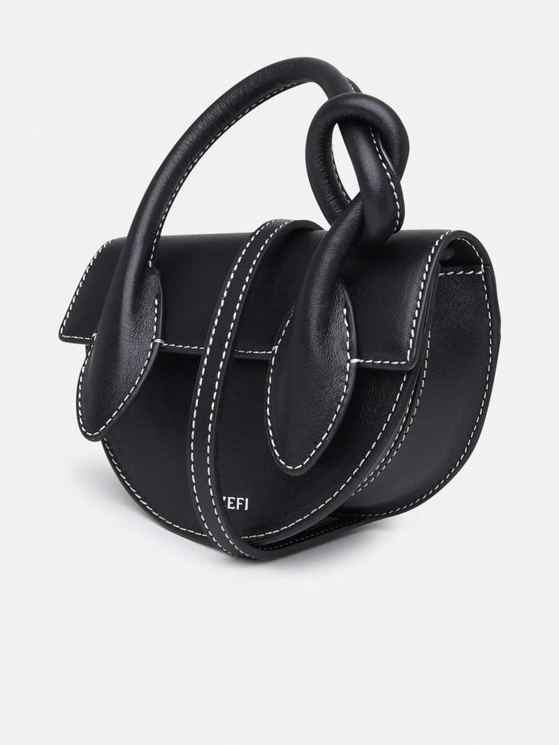 Yuzefi Black leather mini pretzel bag outlook