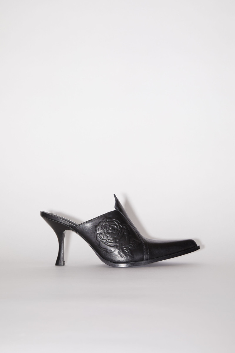 Leather heeled mules - Black 1