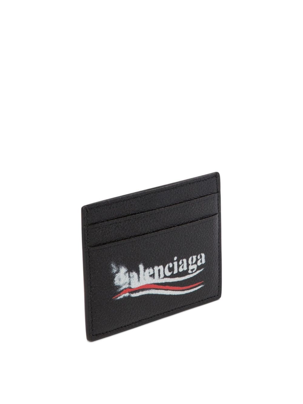 smudged logo-print leather cardholder - 2