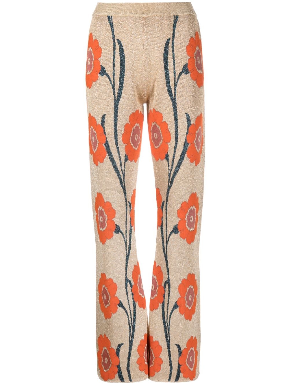 floral-jacquard straight-leg trousers - 1