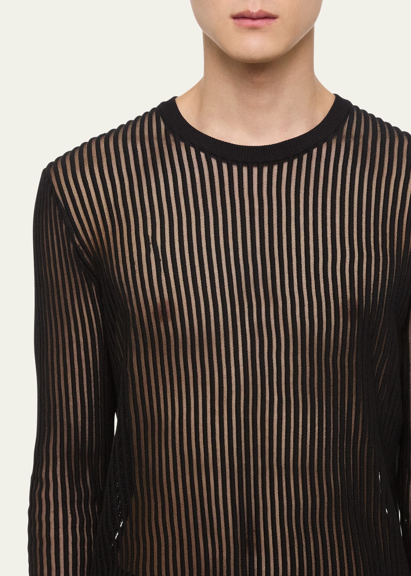 Men's Sheer Vertical Ribbed Top - 5
