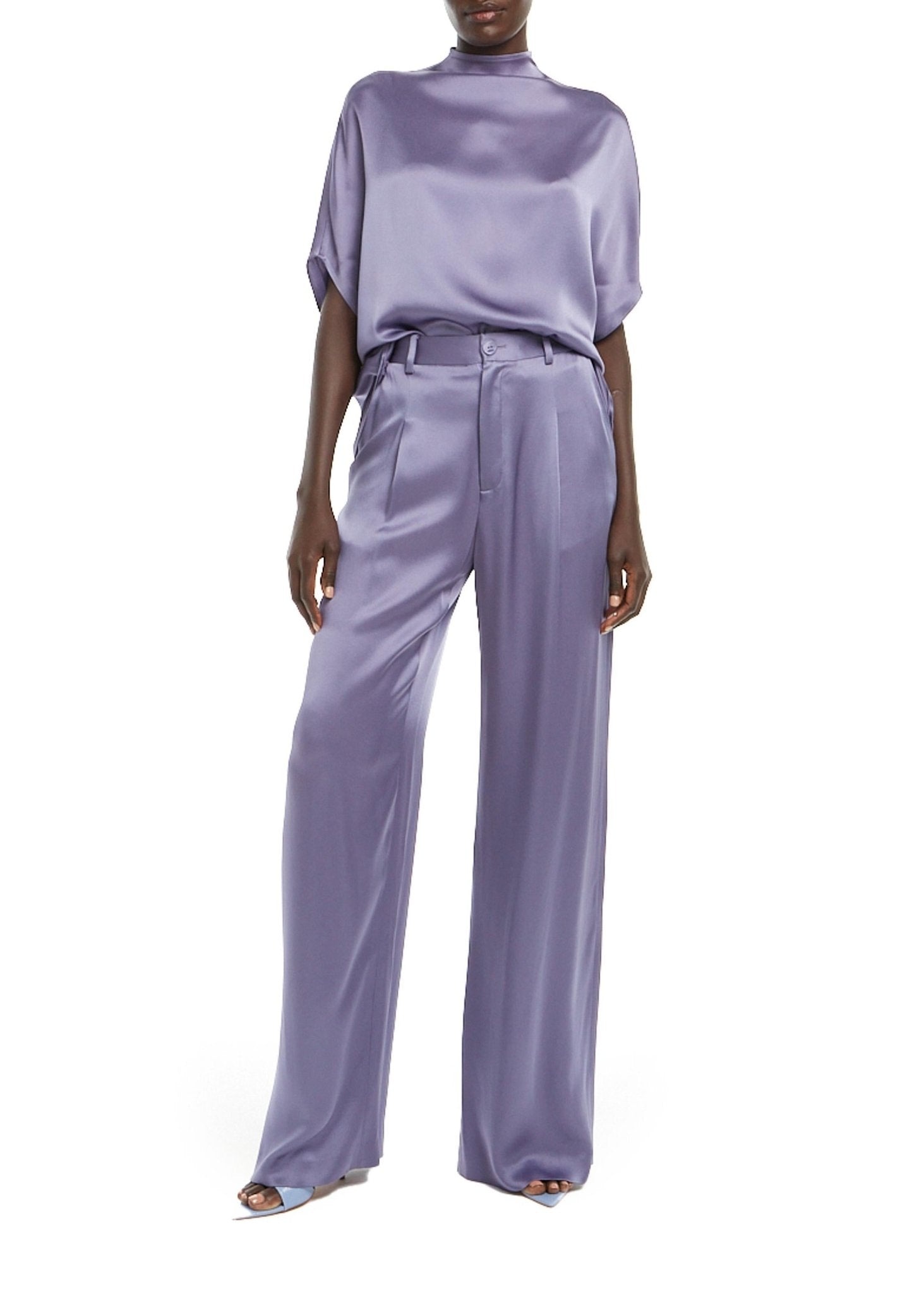 Satin Relaxed Pleated Pant - 3