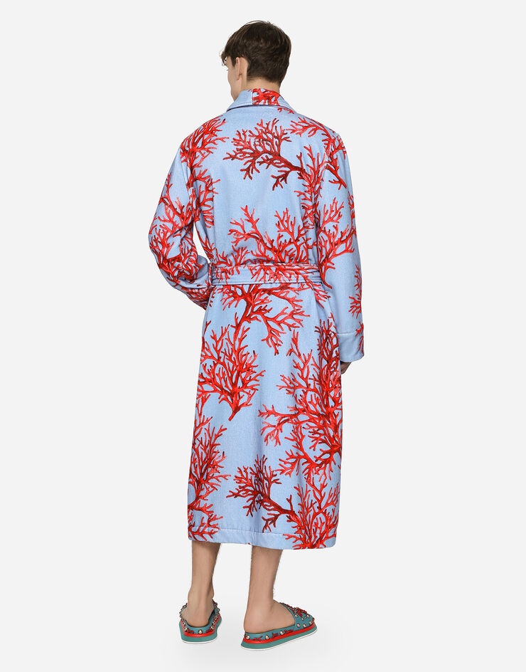Coral-print cotton bathrobe - 5