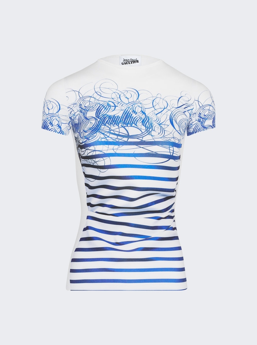 Calligraphie Mariniere Printed T-shirt White And Blue - 1