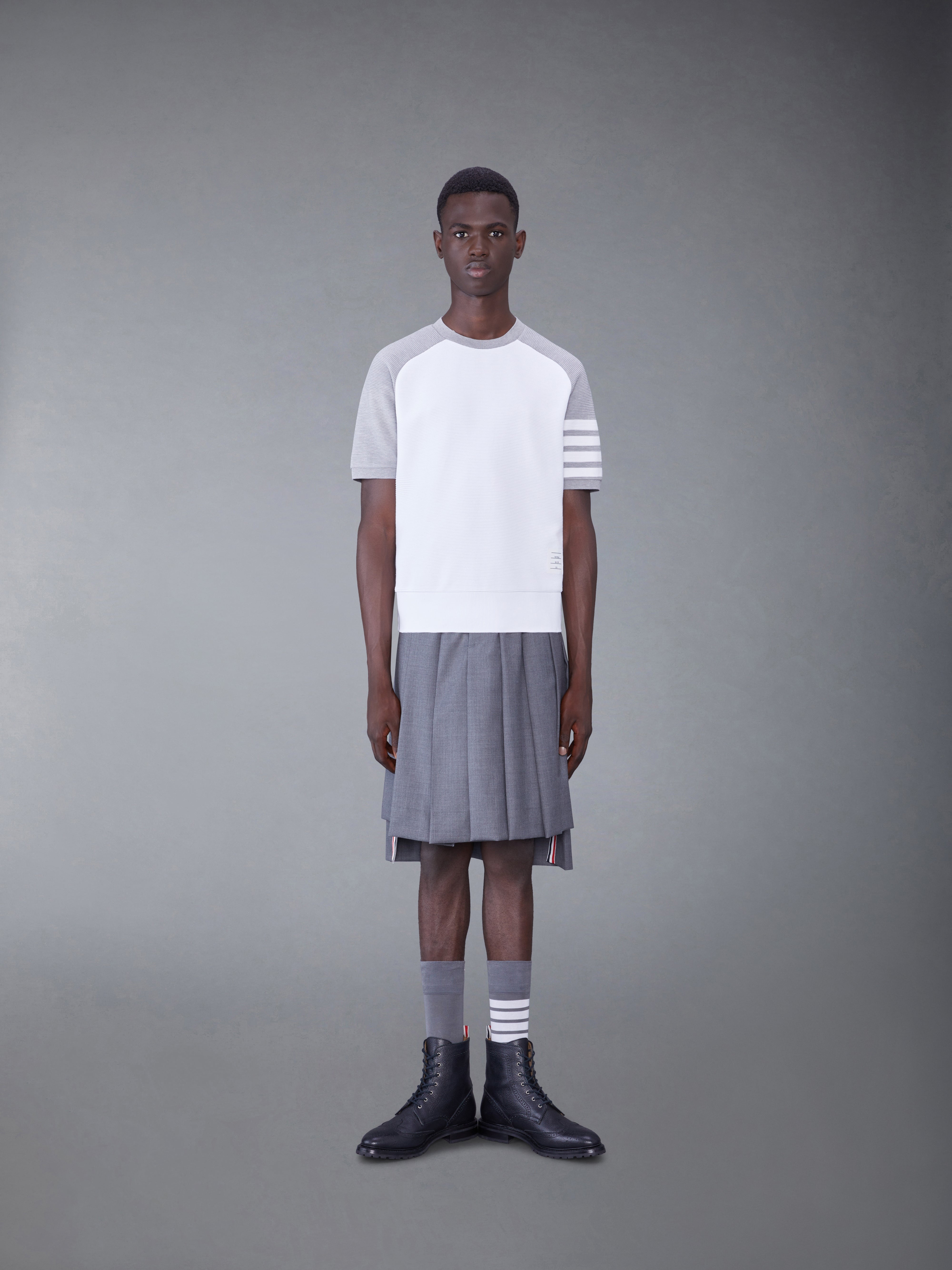 COTTON OTTOMAN RIB 4-BAR SADDLE SHORT SLEEVE SWEATSHIRT - 3