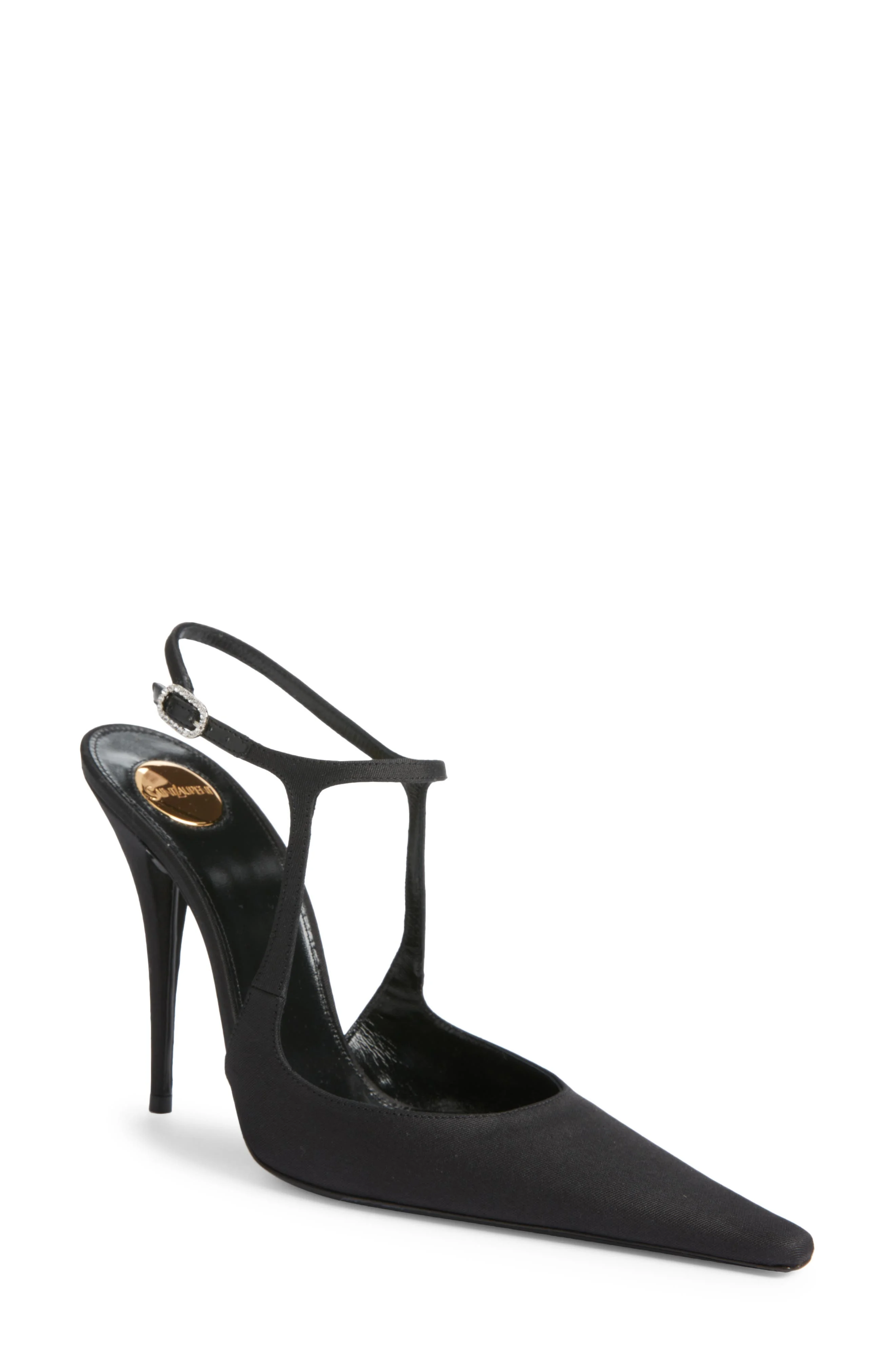 Saint Laurent Doville Ankle Strap Pump in Noir at Nordstrom - 1