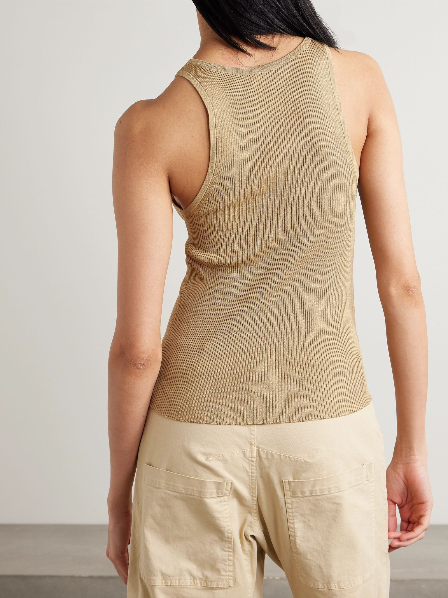 Lottie ribbed silk tank Sand - 3