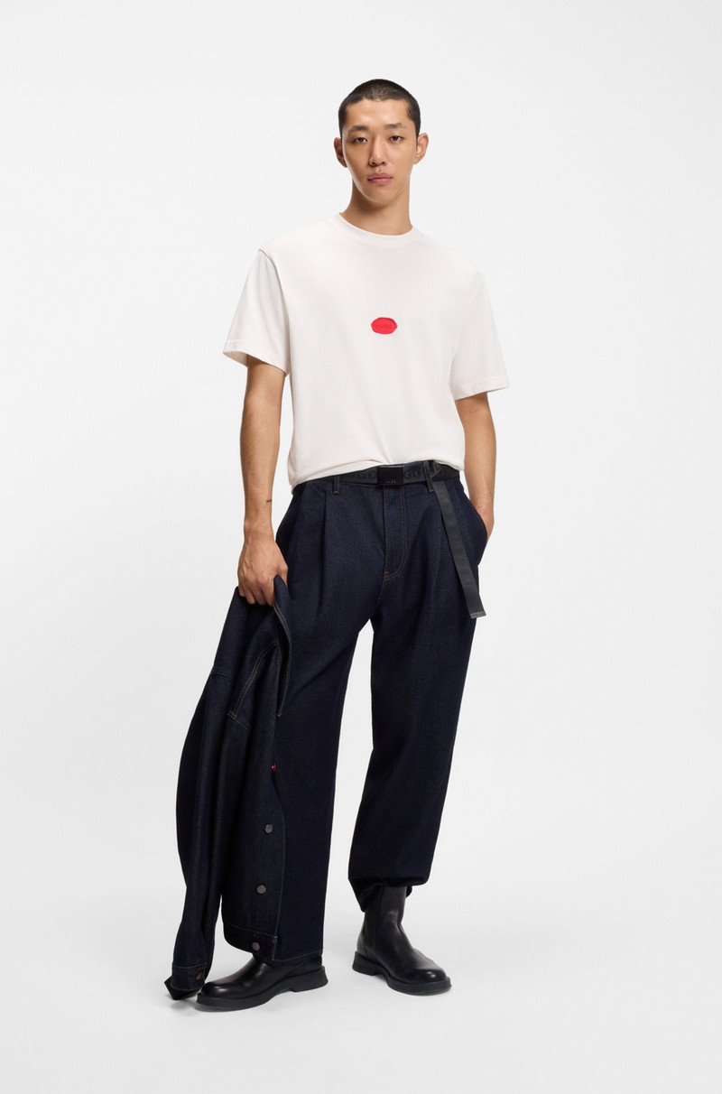 HUGO COTTON-JERSEY T-SHIRT WITH WAX-STAMP LOGO outlook