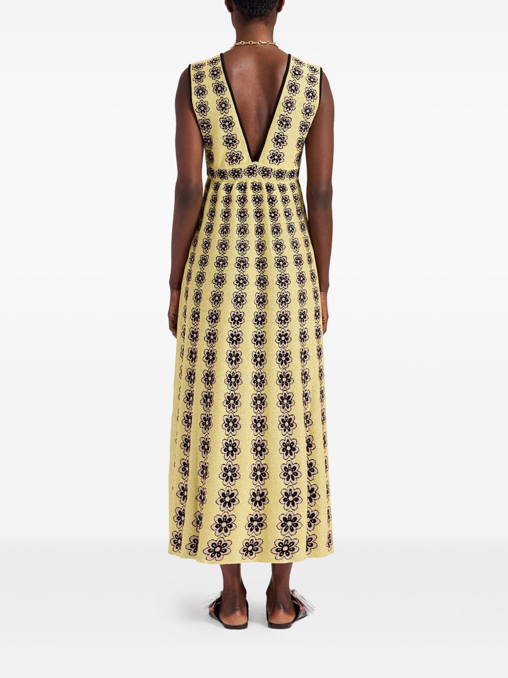 Caper floral-embroidered V-neck maxi dress - 3