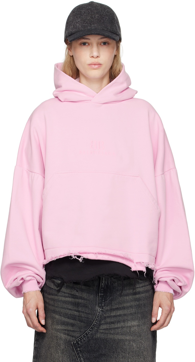Pink Distressed Hoodie - 1