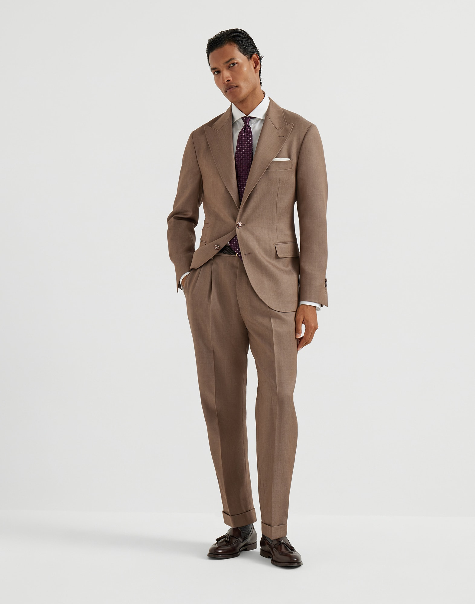 Wool denim deconstructed blazer with large peak lapels and metal buttons - 5