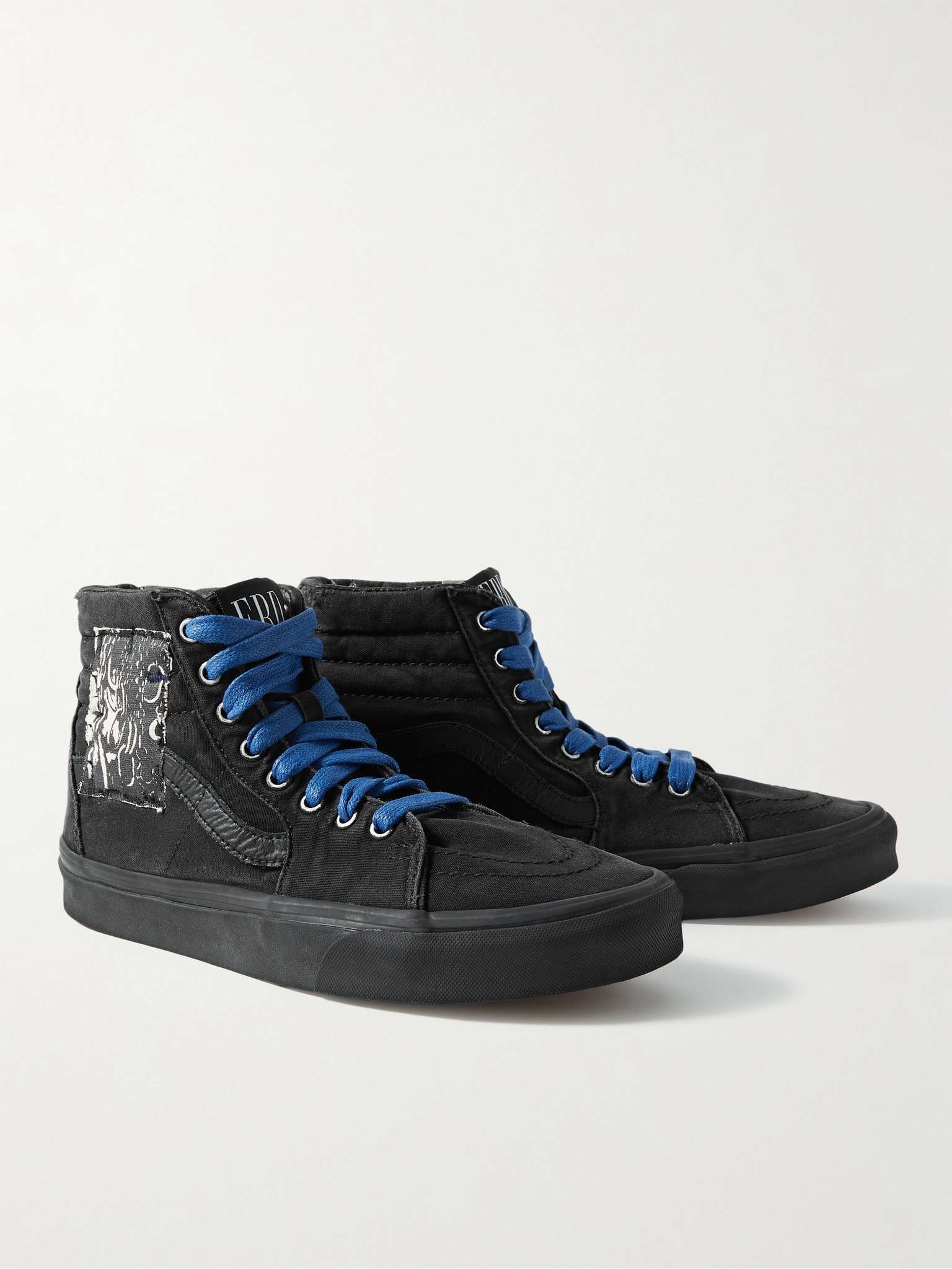 + Vans Sk8-Hi Embellished Leather-Trimmed Distressed Canvas High-Top Sneakers - 4