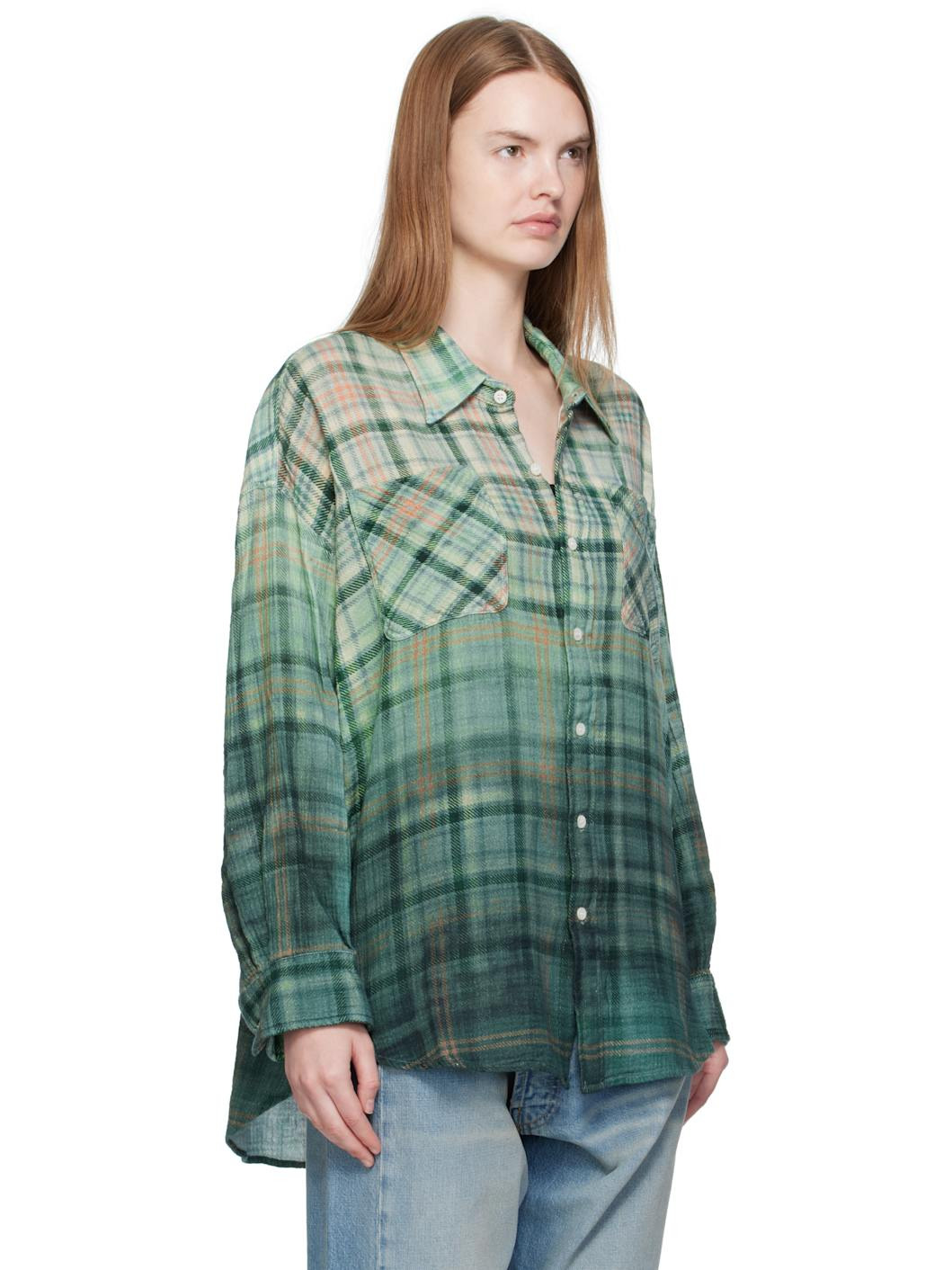 Green Drop Neck Work Shirt - 2